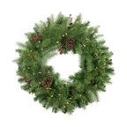 24" Pre-lit Noble Fir Artificial Christmas Wreath, Clear Lights