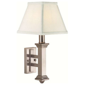 House of Troy Wall Sconce, Satin Nickel/White Shade