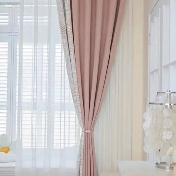 QYFL2302KA 2023 New Arrival Petrel Blue Pink Green Chenille Ready Made Curtains