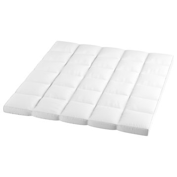 Pillow Top Mattress Topper Plush and Supportive Baffle Box Down and Duck, Queen