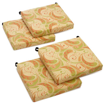 20"X19" Patterned Outdoor Chair Cushions, Set of 4, Barclay Terrace Honey