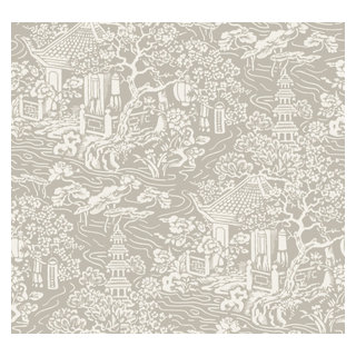 Ashford Toiles Seasons Toile 27' x 27 scenic Roll Wallpaper Color: Navy/Off-White