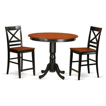3-Piece Counter Height Pub Set, Pub Table And 2 Bar Stools With Backs