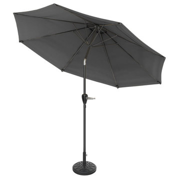 Patio Umbrella Auto Tilt 10FT Easy Crank Outdoor Umbrella Vented Canopy, Gray
