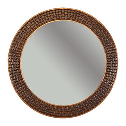 Premier Copper 34&Prime; Hand Hammered Round Copper Mirror with Decorative Braid Desig - Bathroom Mirrors