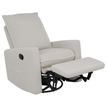 Caillie White Boucle Fabric Upholstered Contemporary Glider Recliner Chair
