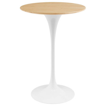 28" Bar Table, Natural Brown White, Metal, Modern, Bistro Hospitality