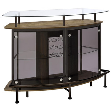 Gideon Crescent Shaped Glass Top Bar Unit With Drawer