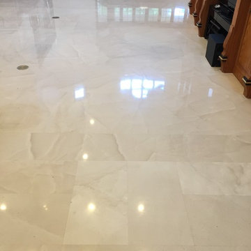 Limestone floor beautifully polished