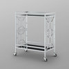 Inspired Home Ambrocio Bar Cart, Casters/2 Locking, Glass Shelves, Silver/Black