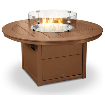 Polywood Round 48" Fire Pit Table, Teak