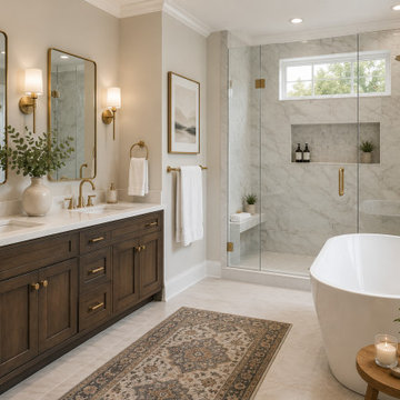 Luxury bathroom remodeling by English Home Improvements featuring a custom doubl