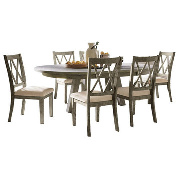 Telluride Contemporary Rustic Farmhouse Seven Piece Dining Table Set with...