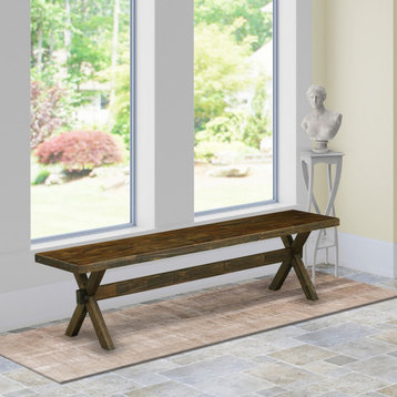X-Style 15X72 In Dining Bench, Distressed Jacobean 418 Leg, Top Finish