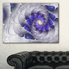 "Fractal Flower Grey Blue Digital Art" Large Canvas Print, 40"x30"