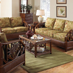 Hospitality Rattan Cancun Palm Deep Seating Sofa Group - Sofas