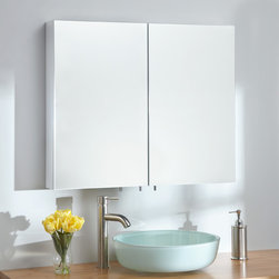 32" FAIRMOUNT STAINLESS STEEL MEDICINE CABINET - WHITE POWDER COAT - Bathroom Mirrors