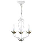 Livex Lighting - Livex Lighting 3 Light Antique White Chandelier - The three-light Katarina floral chandelier showcases a graceful look. The antique white finish combined with antique brass finish accents completes this timeless and casual design.