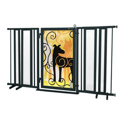 Fusion Gates - Fusion Gate with Limited Edition Dream Dog Design, Black, 65"-71.4" - Dog Gates