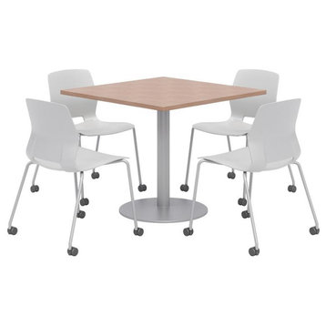 Olio Designs Cherry Square 42in Lola Dining Set - Gray Caster Chairs