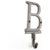 Cast Iron Letter B Alphabet Wall Hook 6''