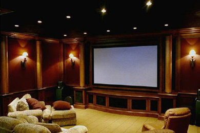 Home theater - traditional home theater idea in Austin