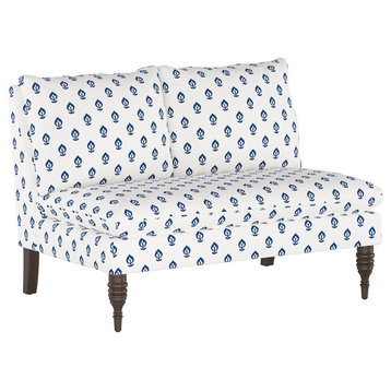 Topher Armless Love Seat in Elizabeth Floral Navy