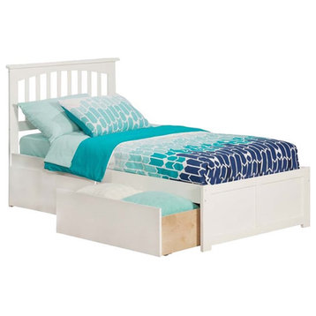 AFI Mission Twin XL Solid Wood Bed with Storage Drawers in White