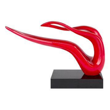 Abstract Figurine Resin Sculpture, Red