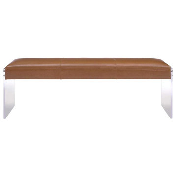Envy Brown Leather/Acrylic Bench
