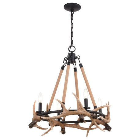 Vaxcel Lighting H0262 Breckenridge 4 Light 23"W Antler Ring - Aged Iron