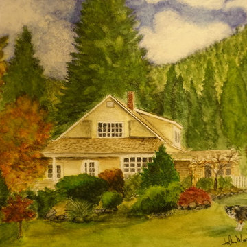 Watercolor Western Canadian Country House Portrait
