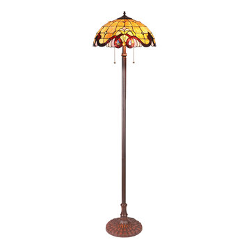CHLOE-Lighting ANNA Victorian 2-Light Dark Bronze Floor Lamp 18" Wide