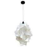 EQ Light - Chi Pendant Light, Black, Extra Large - The Chi Pendant Light makes a stunning accent piece in a dining room, entryway or kitchen. This elegant pendant light has silver steel construction and a shade made from white spiral polypropylene pieces. Hang it in a contemporary style home for a cohesive look.