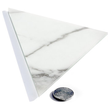 Nature 7 in x 7 in Glass Triangle Tile in Bianco Carrara