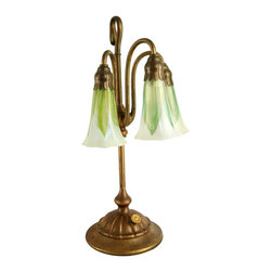 American Tiffany Three-Light Lily Table Lamp and Shades - Products
