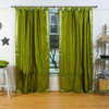 Olive Green Tab Top Sheer Sari Cafe Curtain / Drape / Panel-43W x 36L-Pair