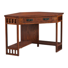 Leick Furniture Corner Computer Desk in Mission Oak
