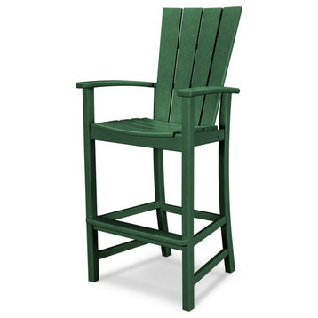 Polywood Quattro Adirondack Bar Chair, Green