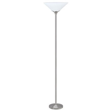 45016-11, 71" 1-Light Metal Torchiere Floor Lamp, Satin Nickel