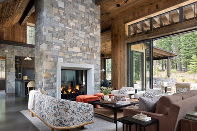 Mountain style living room photo in Sacramento