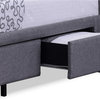Armeena Gray Linen Modern Storage Bed With Upholstered Headboard, King Size