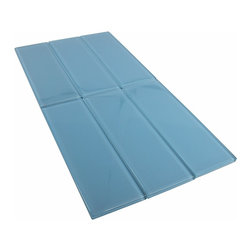 3x9 Blue Glass Subway Tiles - Home Accessories & Decor
