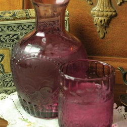 Cranberry Glass Carafe & Cup - Everyday Glasses