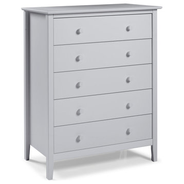 Simplicity Wood 5-Drawer Chest, Dove Gray, Dove Gray