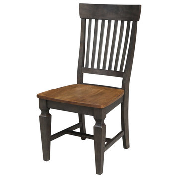 Vista Slat Back Chairs, Set of 2, Hickory/Washed Coal