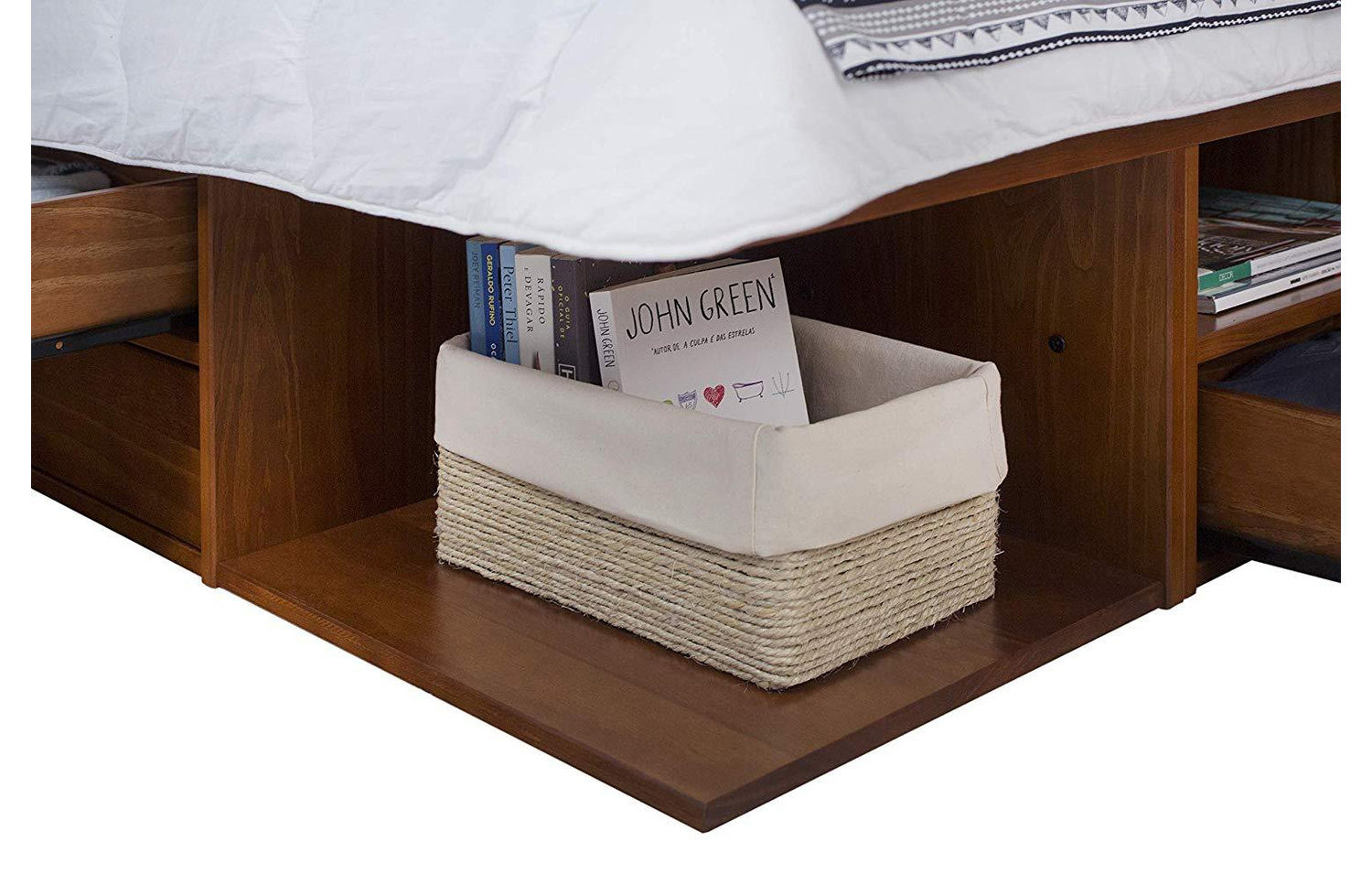 Memomad Bali Storage Platform Bed with Drawers (Queen Size, Caramel)