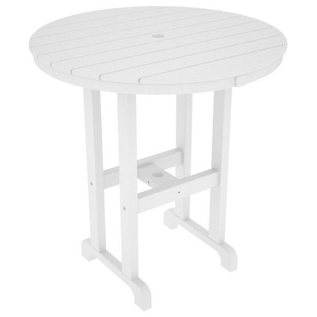 Polywood 36" Round Farmhouse Counter Table, White