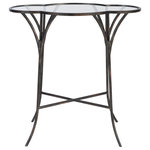 Uttermost - Uttermost Adhira Glass Accent Table - Whimsically Designed With Moroccan Roots, This Accent Table Features A Hand Forged Iron Framework Finished In Aged Black With A Scalloped Top With Clear Tempered Glass.