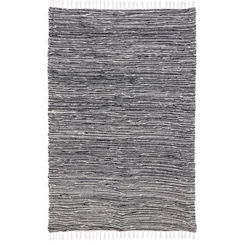 Black Complex Chenille Flat Weave Rug, 3'x5'